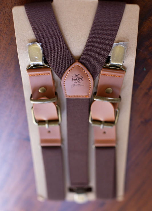 Men's suspenders Clover Flower (blue/brown)