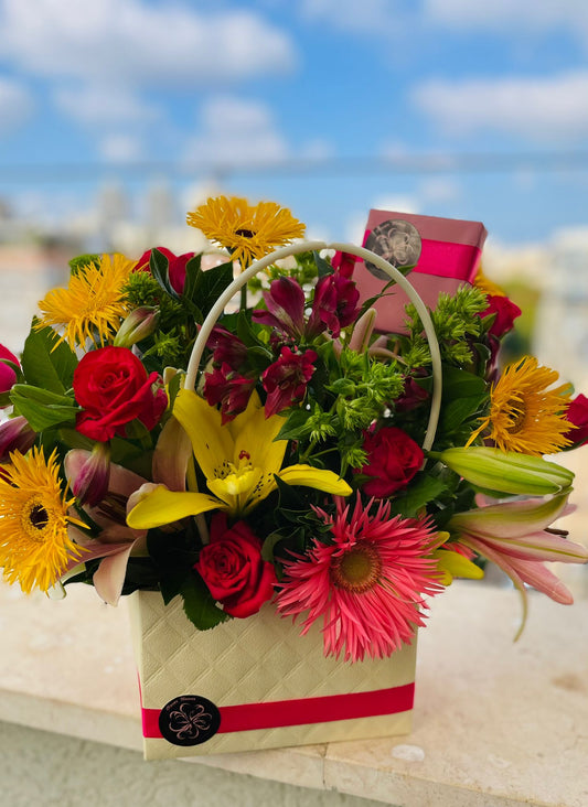 Floral Bag (Fuchsia/Yellow)