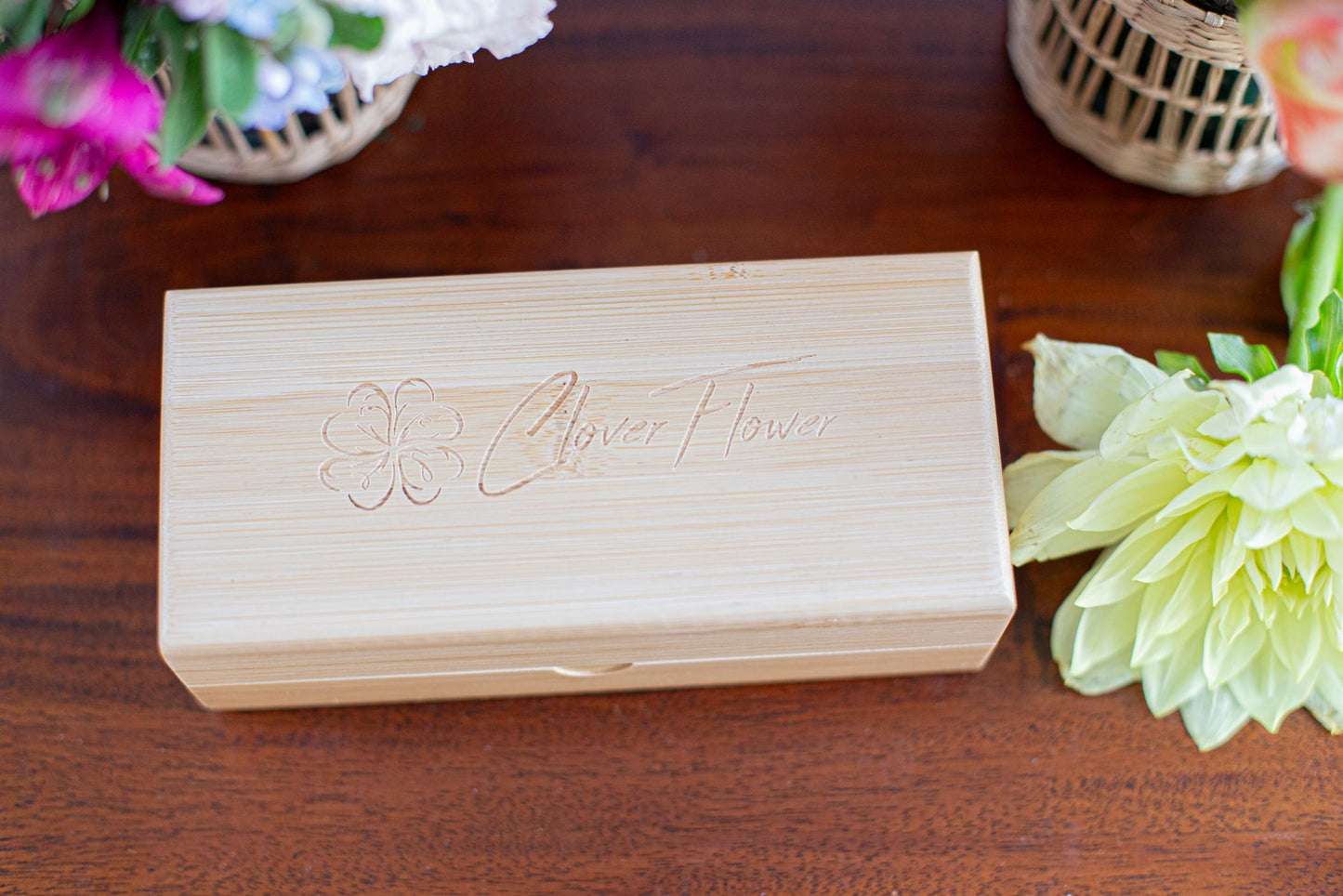 Wooden Glasses Case and Sunglasses Clover Flower