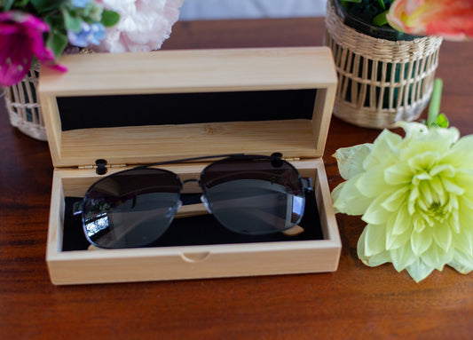 Wooden Glasses Case and Sunglasses Clover Flower
